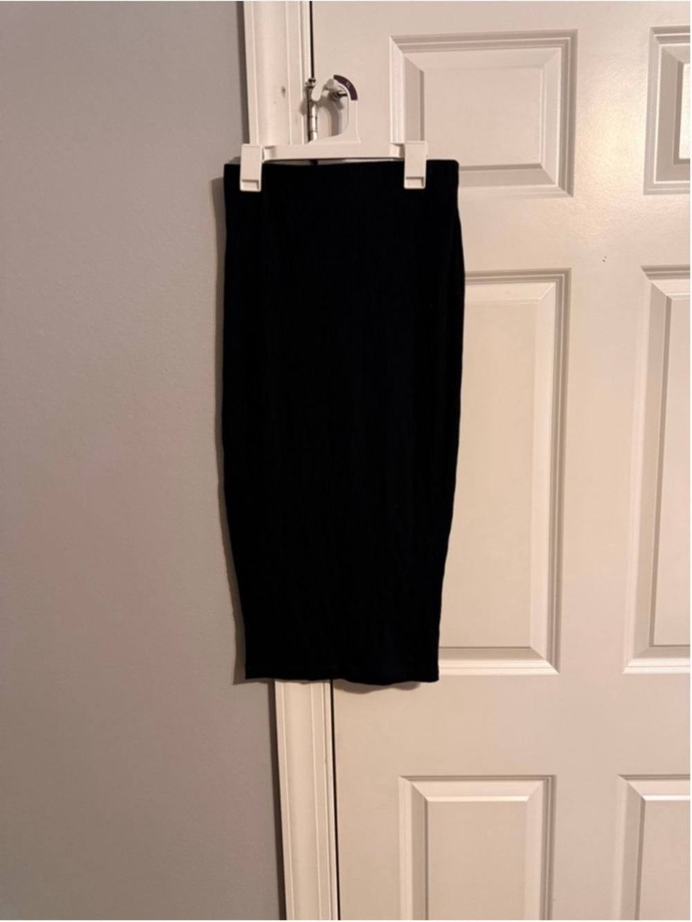 Women's Stillwater Black Ribbed Midi Skirt with Slit S - Picture 2 of 5